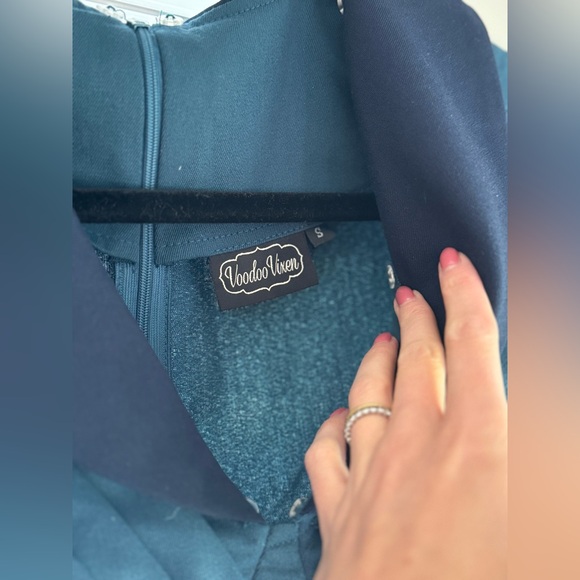 Voodoo Vixen Retro Teal Swing Dress Small - Picture 4 of 4